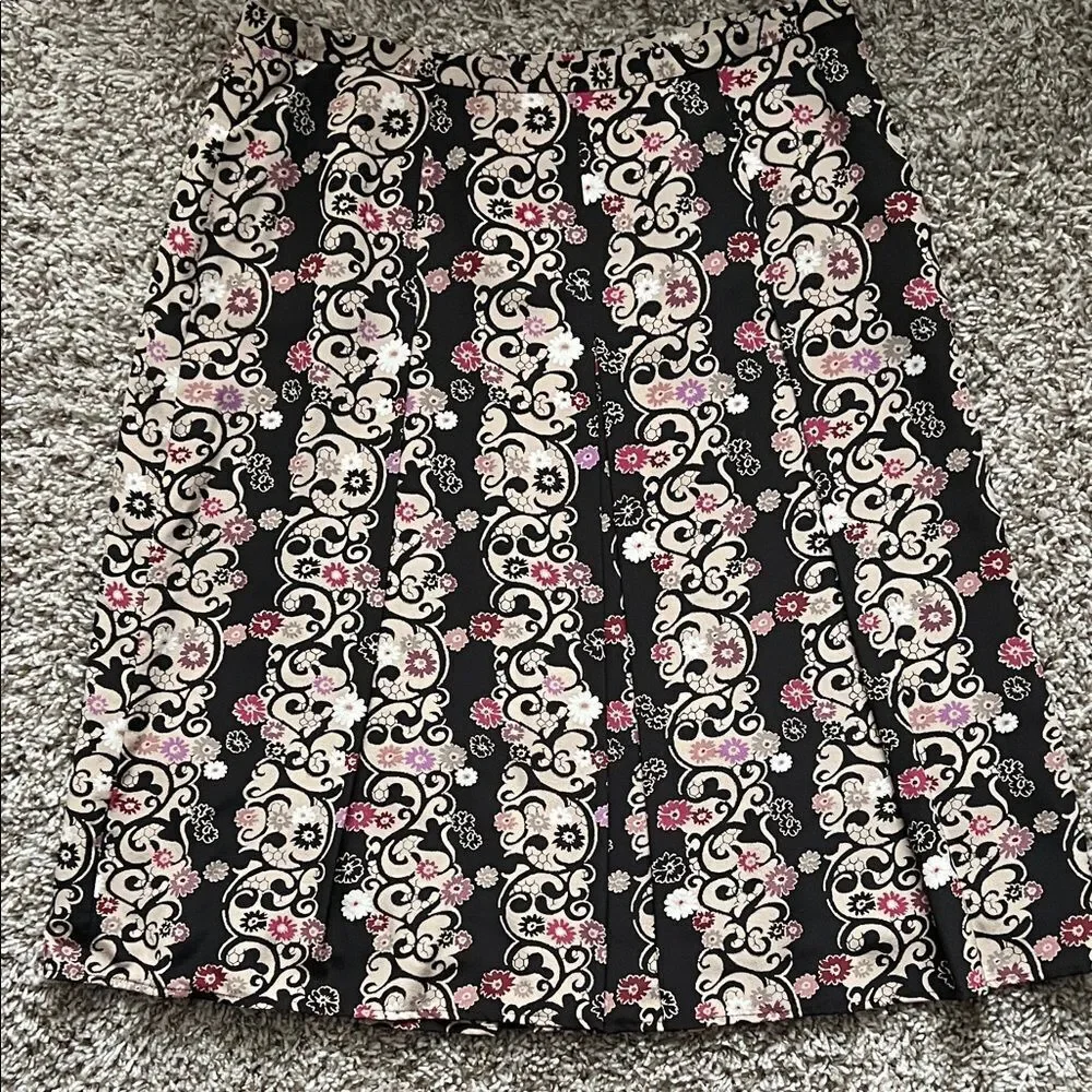 ALFANI Floral Black and Pink Women's Silk Skirt in Size 8P